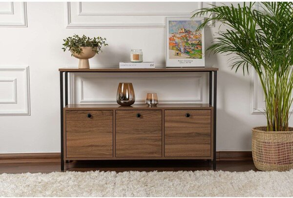 Конзолна маса с орехов декор в тъмно естествен цвят 29,5x120 cm Solace – Kalune Design