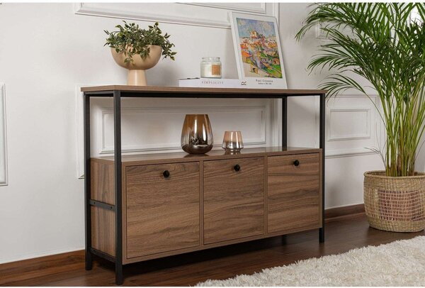 Конзолна маса с орехов декор в тъмно естествен цвят 29,5x120 cm Solace – Kalune Design