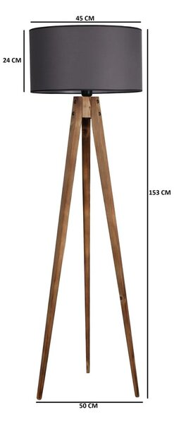 Черна/кафява подова лампа с текстилен абажур (височина 153 cm) Tripod – Opviq lights