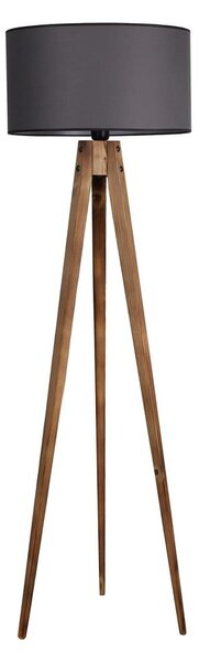 Черна/кафява подова лампа с текстилен абажур (височина 153 cm) Tripod – Opviq lights