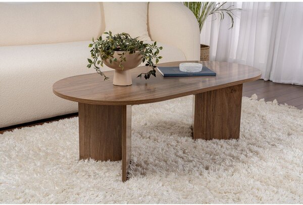 Тъмнокафява масичка за кафе с орехов декор 60x119 cm Sable – Kalune Design