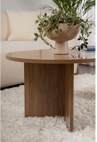 Тъмнокафява масичка за кафе с орехов декор 60x119 cm Sable – Kalune Design