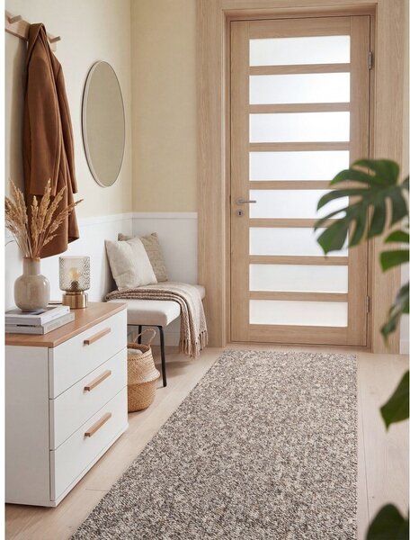 Сива пътека подходяща за пране 80x240 cm Rocco Taupe – Elle Decoration