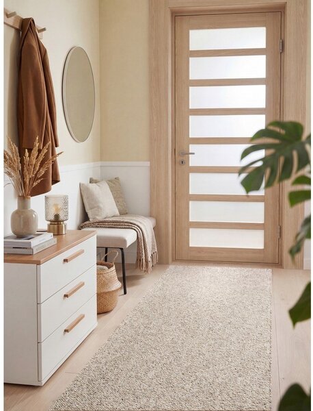 Сиво-кремава пътека подходяща за пране 80x240 cm Rocco Dark Cream – Elle Decoration