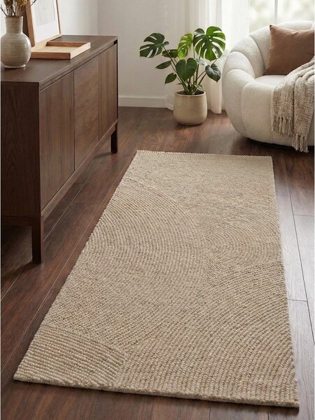 Бежова ръчно изработена вълнена пътека 80x200 cm Calmio – Hanse Home