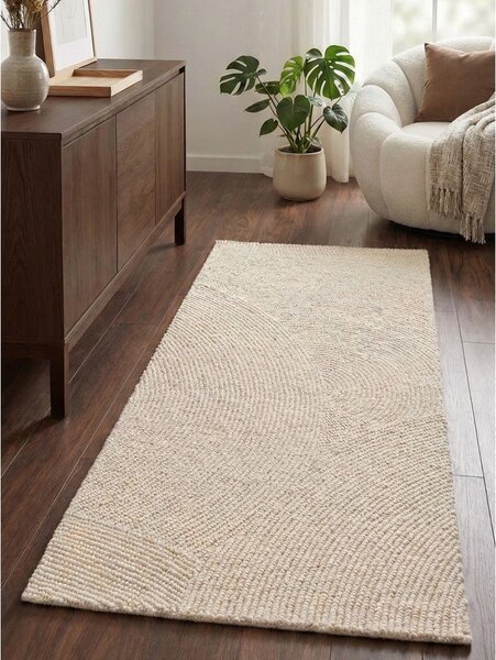 Ръчно изработена вълнена пътека в светло естествен цвят 80x200 cm Calmio – Hanse Home