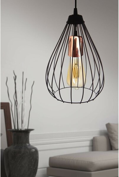 Черно висящо осветително тяло с метален абажур ø 24 cm Fasah – Opviq lights