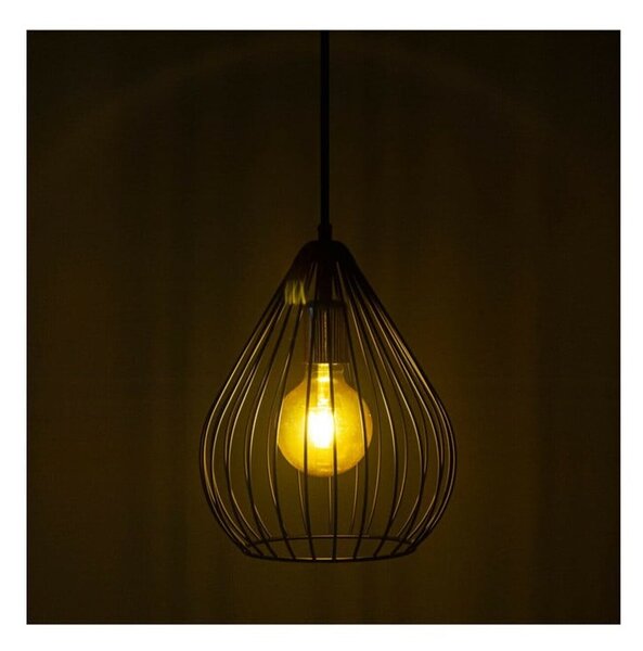Черно висящо осветително тяло с метален абажур ø 24 cm Fasah – Opviq lights