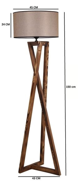 Кафява подова лампа с текстилен абажур (височина 149 cm) Maçka – Opviq lights