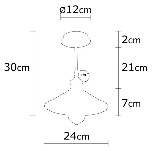 Черно висящо осветително тял ø 24 cm Berceste – Opviq lights