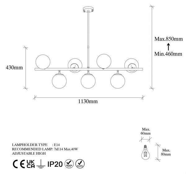 Бяло/златно осветително тяло за таван със стъклен абажур 40x113 cm Fazli – Opviq lights