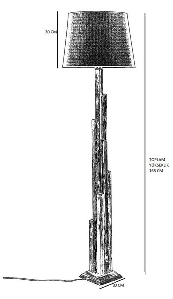 Черна/кафява подова лампа с текстилен абажур (височина 165 cm) Kule – Opviq lights