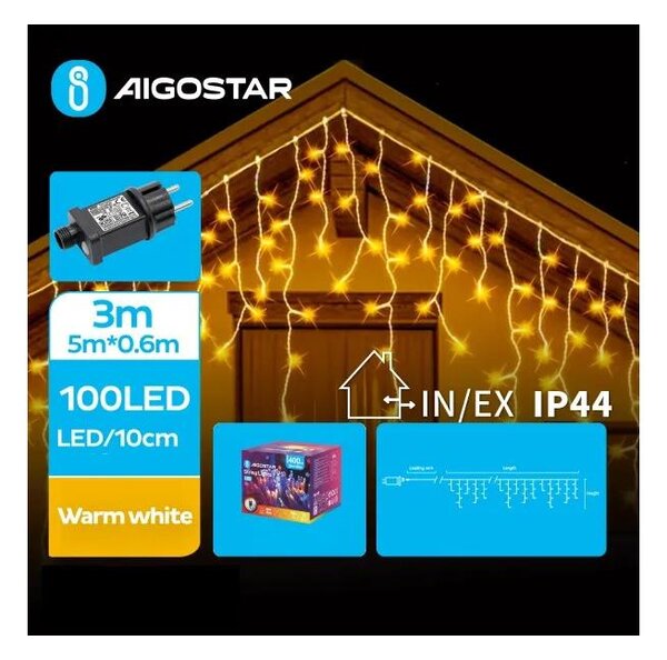 Aigostar - LED Екстериорни коледни лампички 100xLED/8 функции 8x0,6 м IP44 топло бял