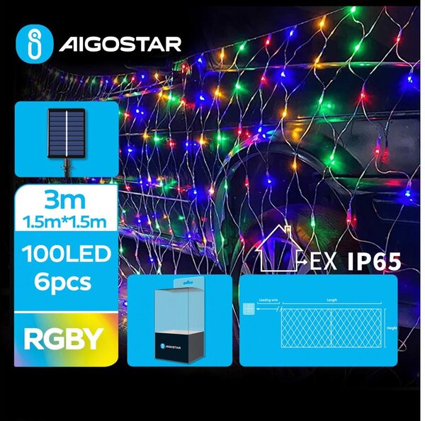 Aigostar - LED соларни коледни лампички 100xLED/8 функции 4,5x1,5 м IP65 многоцветен