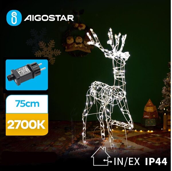 Aigostar - LED Екстериорна коледна декорация LED/3,6W/31/230V 2700K 75 см IP44 северен елен