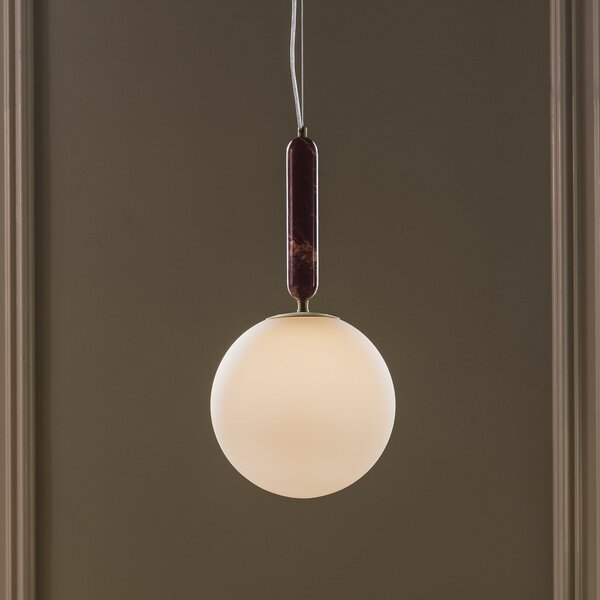 Globen Lighting висяща лампа „Torrano“, червена, Ø 30 см, мрамор, Затъмняване, Червен, Дневна/трапезария, Мрамор, Скандинавски