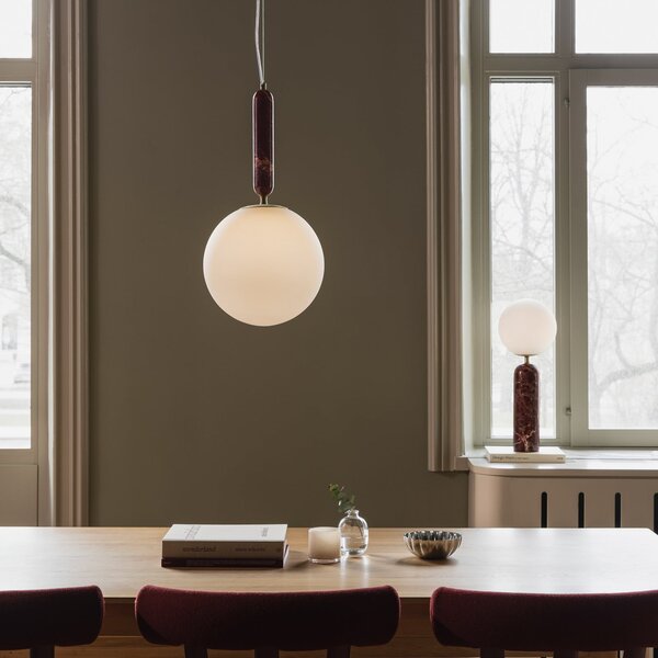 Globen Lighting висяща лампа „Torrano“, червена, Ø 30 см, мрамор, Затъмняване, Червен, Дневна/трапезария, Мрамор, Скандинавски