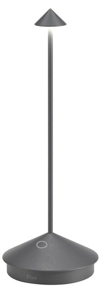 Zafferano Pina 3K LED настолна лампа с акумулатор, тъмно сива, IP54, Затъмняване, Сив, Дневна/трапезария, Алуминий, Модерен