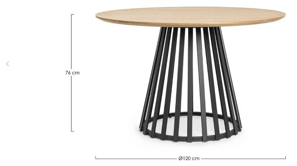 Bizzotto Кръгла маса Cillian черно/натурал D120 cm