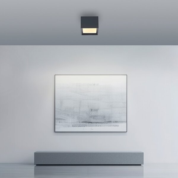 PURE LED таванна лампа Manhatten, мистично сиво, 1-лампова, CCT, Затъмняване, Сив, Коридор, Алуминий, Модерен