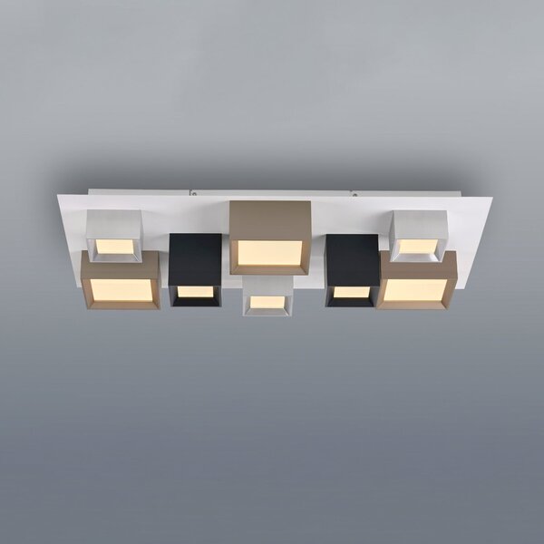 PURE LED таванна лампа Manhatten, многоцветна, 8-лампова, CCT, Затъмняване, Многоцветен, Коридор, Алуминий, Модерен