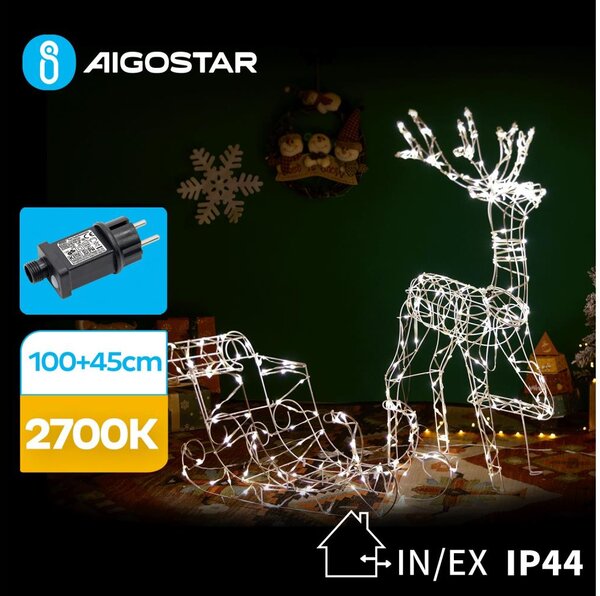 Aigostar-LED Екстериорен декорация LED/3,6W/31/230V 2700K 90/45 см IP44 северен елен с шейна