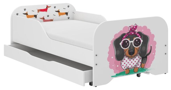 Пълно детско легло 140 x 70 cm с матрак и решетка - SWEET DOG