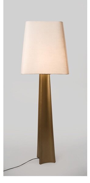 Подова лампа в златист цвят с текстилен абажур (височина 151 cm) Tripura – Bizzotto