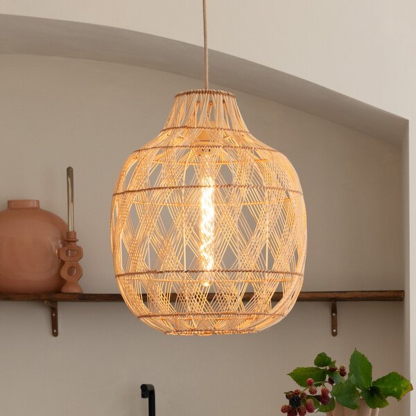 Good & Mojo GOOD MOJO Висяща лампа Mendoza, натурална, 40 cm, бамбук, E27, Затъмняване, Дърво, Дневна/трапезария, Бамбук, Дизайн