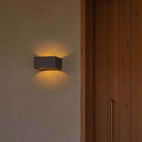 FARO BARCELONA LED стенна лампа Glint, 3000K, 15 cm, сива, бетон, IP55, Сив, Бетон, Модерен
