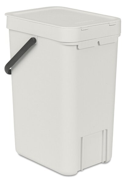 Кош за разделно събиране на боклук Brabantia Sort&Go 1005511, 12 л, Дръжка, Възможност за стенен монтаж, Светлосив