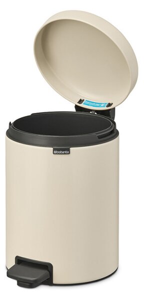 Кош за боклук с педал Brabantia NewIcon 1005527, 5 л, Плавно затваряне, Противоплъзгаща основа, Бежов