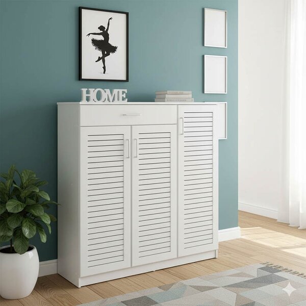 Шкаф за обувки Sante за 30 чифта бял 120x37x123 см