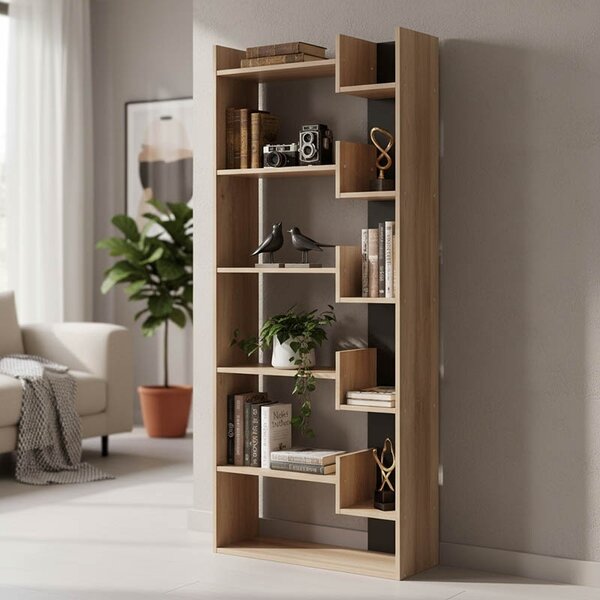Библиотека Ная Натурален-Антрацит 72x30x30x5 см