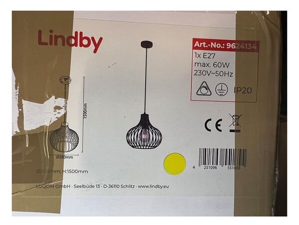 Lindby - Пендел FRANCES 1xE27/60W/230V