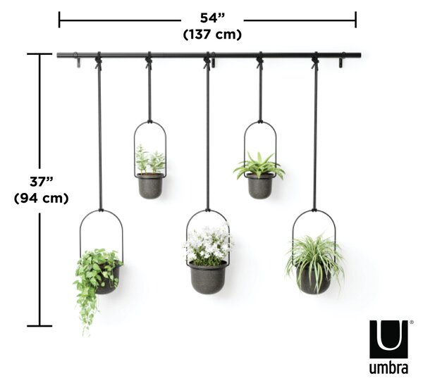 UMBRA К-т от 5 бр висящи кашпи “TRIFLORA“- цвят черен