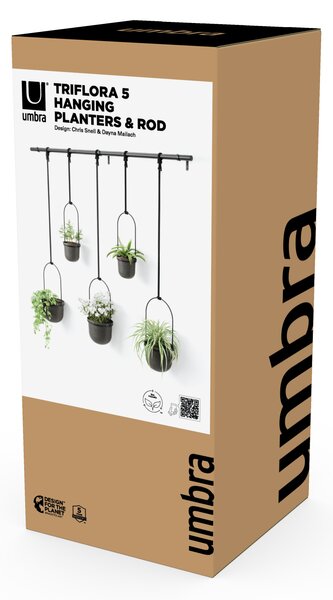 UMBRA К-т от 5 бр висящи кашпи “TRIFLORA“- цвят черен