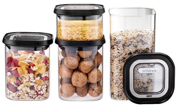 GEFU Сет от 4 бр. стъклени канистери “PANTRY“, 400мл, 2х900мл, 1400мл
