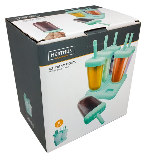 Nerthus Комплект от 6 бр. форми за ледени близалки с поставка