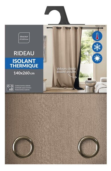 Кафяво термо перде от рипсено кадифе 140x260 cm Madison – douceur d'intérieur