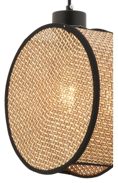 Полилей на кабел DRUM 1xE27/60W/230V кафяв/черен