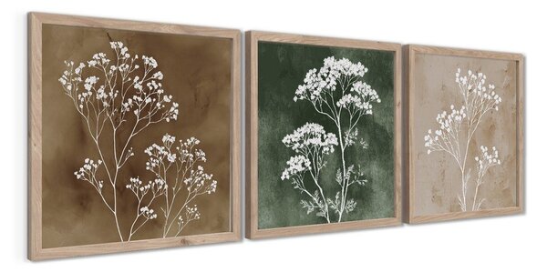 Картини в комплект 3 бр. 30x30 cm Floral Imprint – Styler
