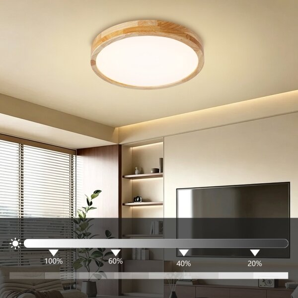Brilagi - димируемо LED осветително тяло WOODLINE LED/48W/230V 3000-6000K, дъб, диаметър 40 см, с дистанционно управление