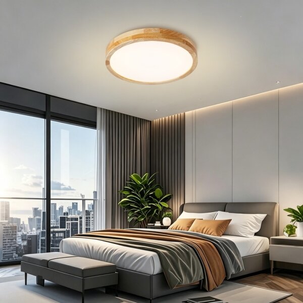 Brilagi - димируемо LED осветително тяло WOODLINE LED/48W/230V 3000-6000K, дъб, диаметър 40 см, с дистанционно управление