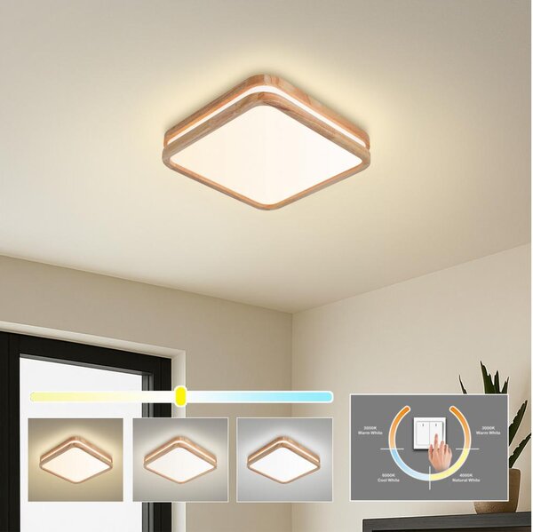 Brilagi - LED таванен плафон MOLINA SQUARE LED/32W/230V 3000/4000/6000K дъб 30x30 см