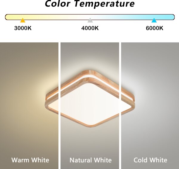 Brilagi - LED таванен плафон MOLINA SQUARE LED/32W/230V 3000/4000/6000K дъб 30x30 см