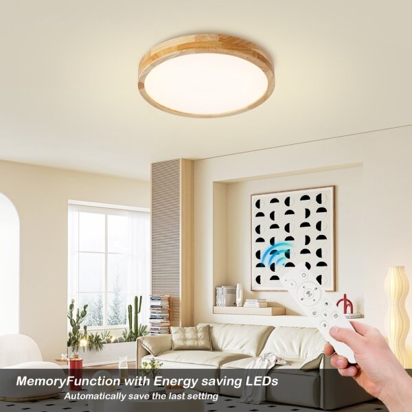 Brilagi - димируемо LED осветително тяло WOODLINE LED/48W/230V 3000-6000K, дъб, диаметър 40 см, с дистанционно управление