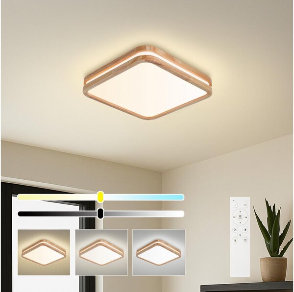 Brilagi - димируемо LED осветително тяло MOLINA SQUARE LED/48W/230V дъб 40x40 см + дистанционно управление