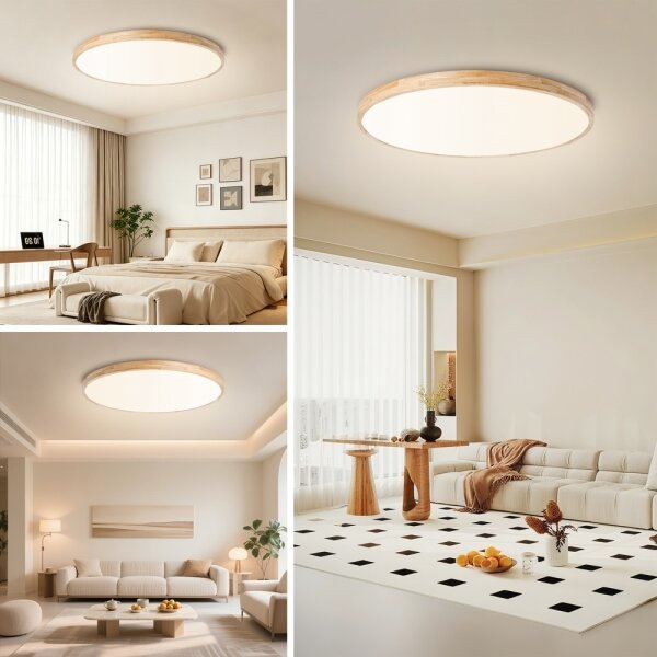 Brilagi - LED димируемо осветително тяло WOODLINE LED/128W/230V 3000-6000K дъб Ø 100 cm + дистанционно управление