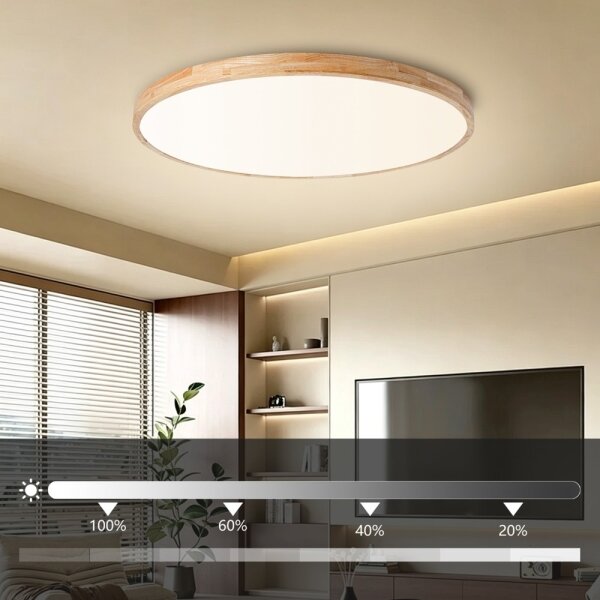 Brilagi - LED димируемо осветително тяло WOODLINE LED/128W/230V 3000-6000K дъб Ø 100 cm + дистанционно управление